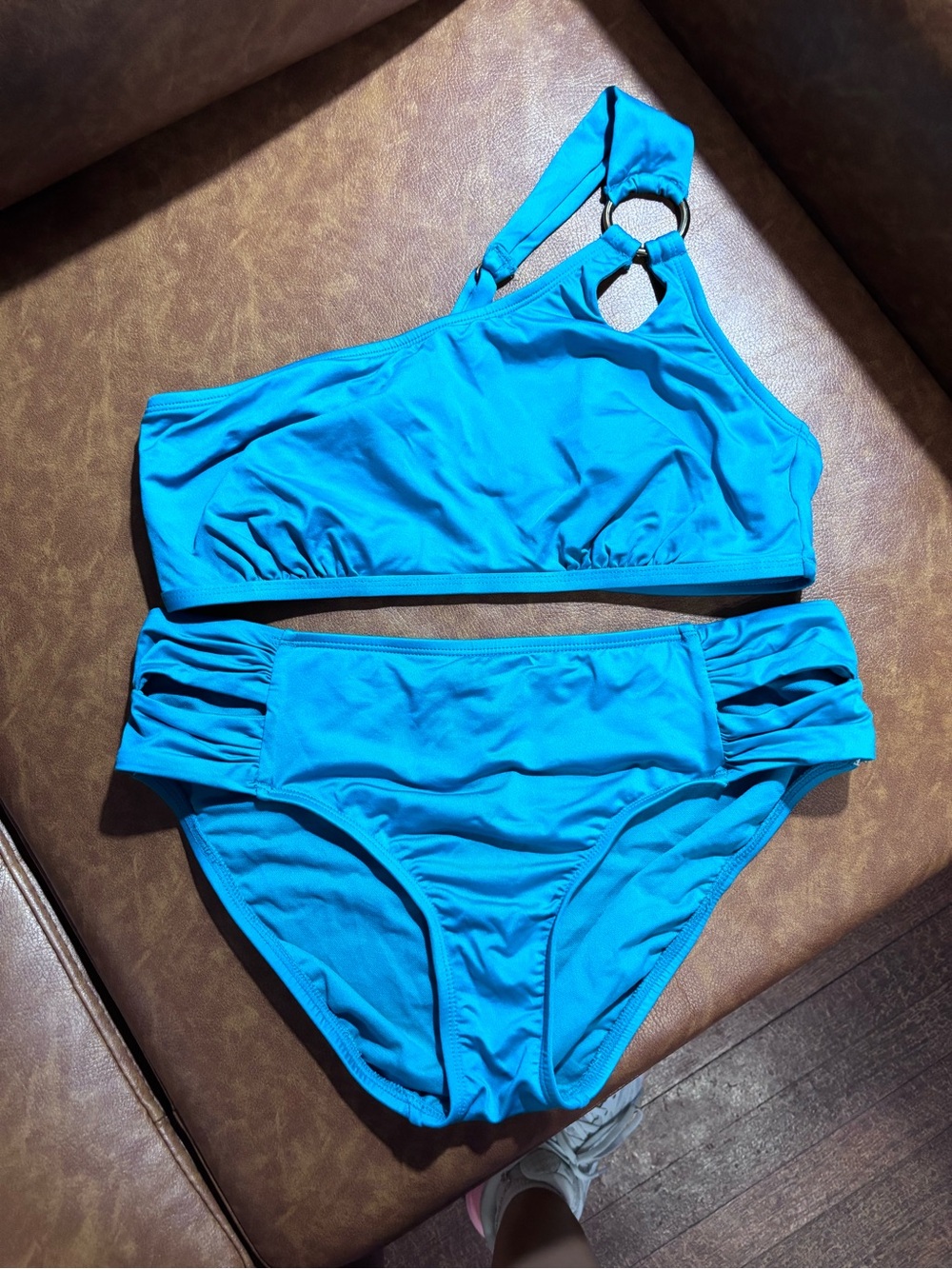 Gibson X Latimer turquoise one shoulder bikini set size S